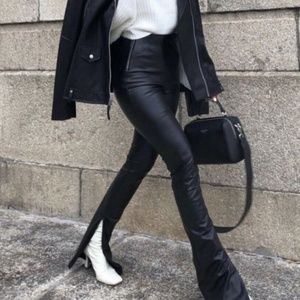 ZARA HIGH-WAIST EXTRA LONG FAUX LEATHER LEGGINGS PANT REF 5427/217